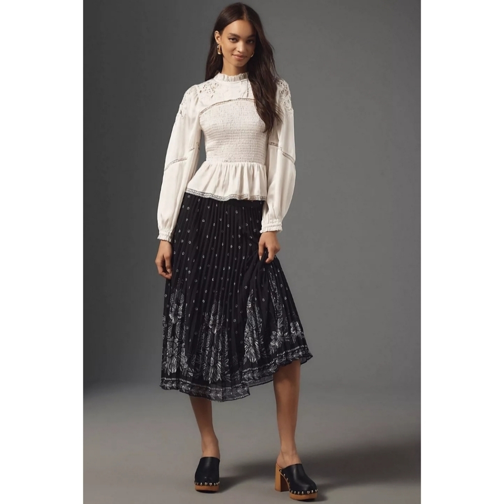 FARM Rio Black and White Midi Skirt